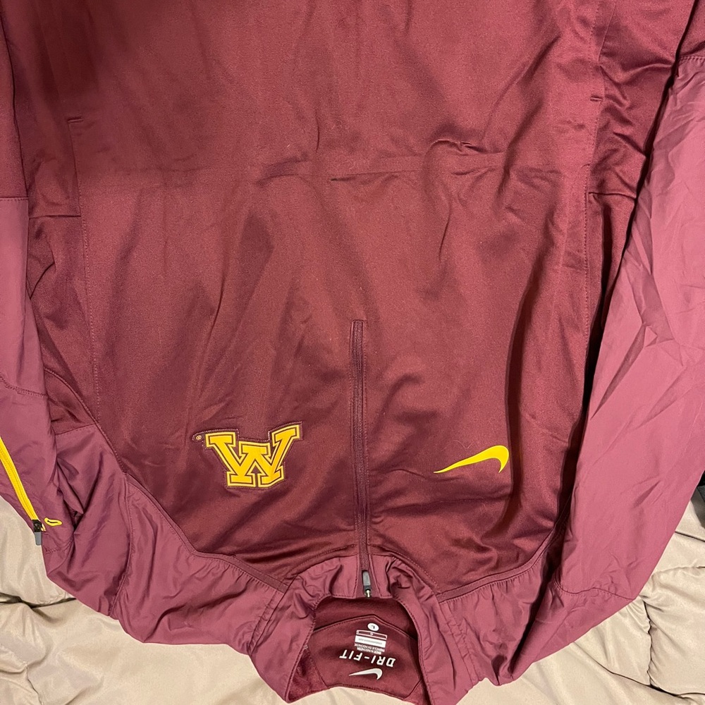 Nike Men's Maroon and Yellow Performance Jacket